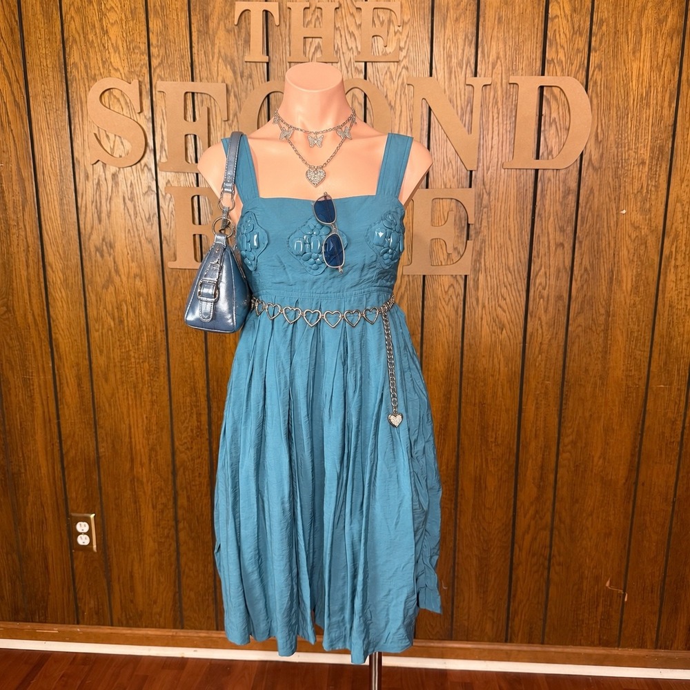 Y2K Teal Beaded Mini Dress Twenty One Women Y2K S Boho Indie Sleaze Homecoming